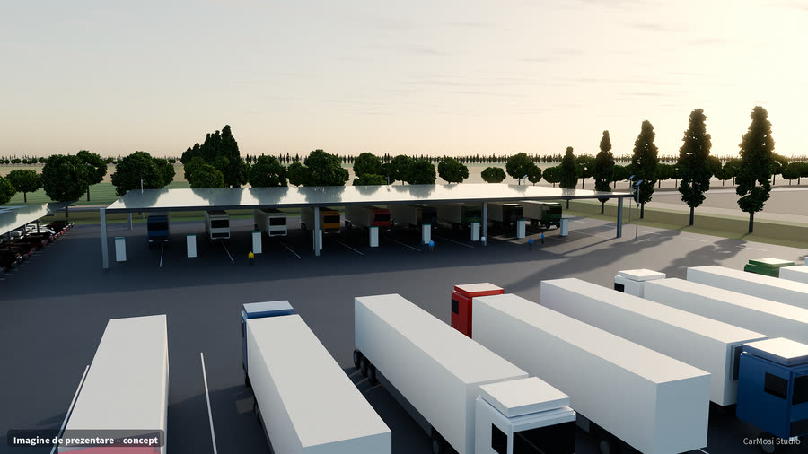 Truck charging and parking